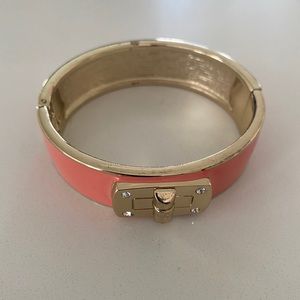 Gold & Coral Hinged Bracelet